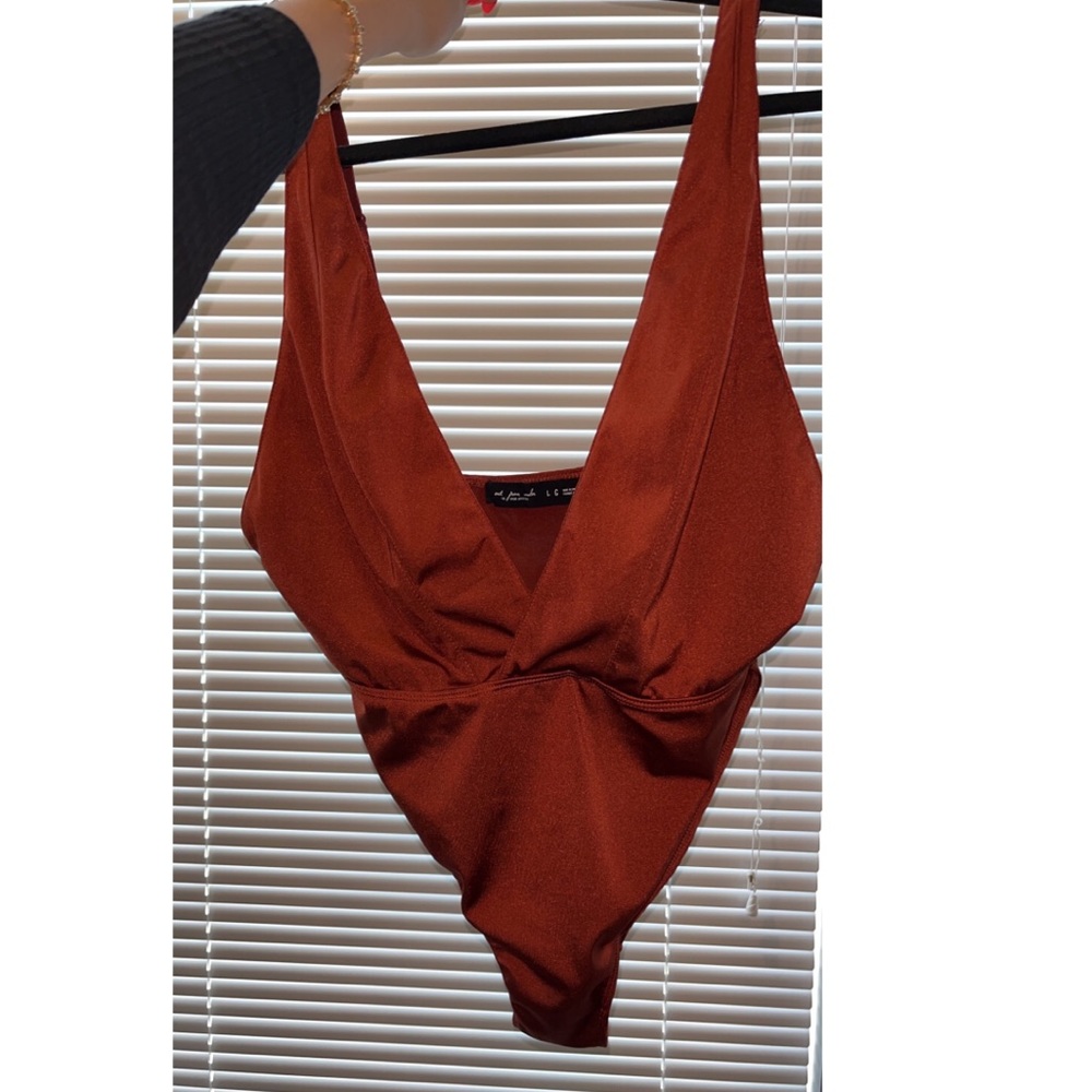 Urban Outfitters burgundy (orangy/red) plunge bodysuit